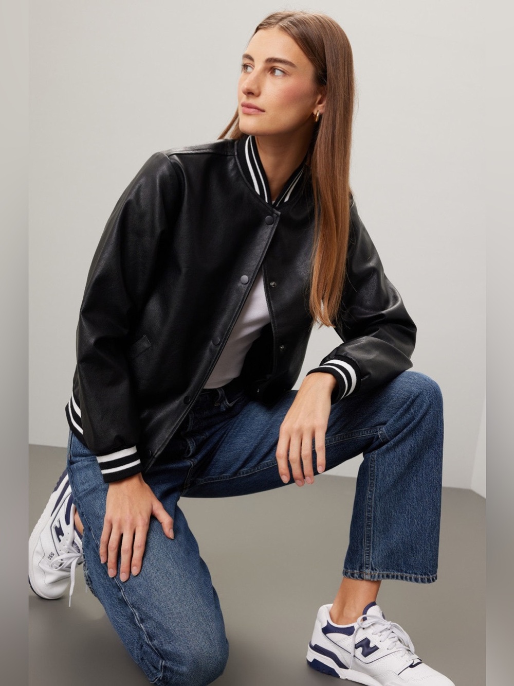 Slate & Willow Varsity Faux Leather Jacket - Picture 7 of 8